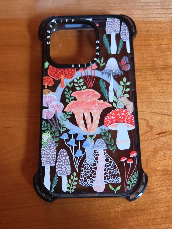 Casetify Other - Casetify Black Phone Case with Multicolor Mushroom Illustration